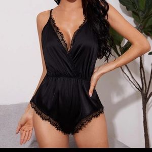Black lace teddy bodysuit